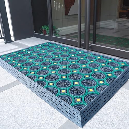 Fußmatte für Außen Grün Fußmatte Eingangstür rutschfeste Schuhputzmatte Waschbare Schmutzmatten für Supermärkte Eingangstür(75x105cm/29.5x41.3in) von GTPBAO