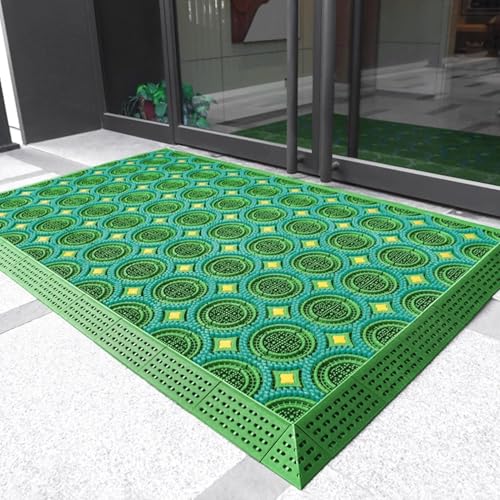 Fußmatte für Außen Strapazierfähige Fußmatte für den Hauseingang rutschfest Patchwork-Schlammmatten für Foyer Markt Terrasse Garage Grün(75x105cm/29.5x41.3in) von GTPBAO