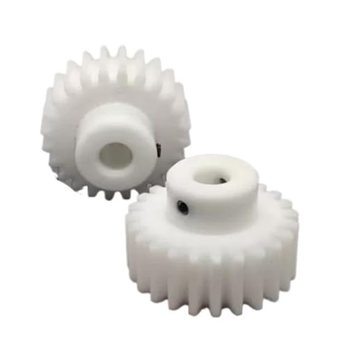 GTPBAO 2 Stück 0,7 Modul Kunststoff-Stirnrad mit Stufe 0,7 m, 18 Zähne, gerade Zähne, 5 mm Zahnbreite, zylindrisches Zahnrad, M4-Schraube Lenkungshardware(4MM) von GTPBAO