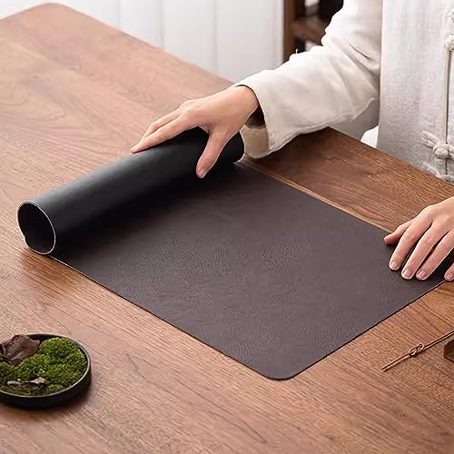 GTPBAO Tischläufer wasserdichte Teematte Aus Leder, Chinesischer Retro-Tischläufer, Aufrollbare Kaffeematte für TV-Schrank/Küche/Restaurant, Kaffeefarbe (Size : 40x80cm/15.7x31.5in) von GTPBAO