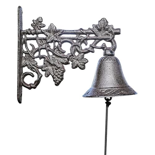Türglocke Gusseisen Glocke Trauben-Dekor - Türklingel Aus Gusseisen Glocke Zum Aufhängen für Den Außenbereich Haustür Garten Haus Robuste Tischglocke von GTPBAO
