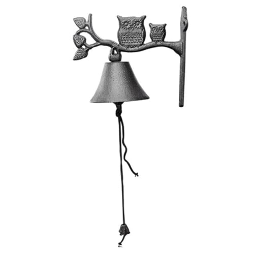 Türglocke Gusseisen Glocke Türklingel Aus Gusseisen Schild mit Eulen Wandmontage Restaurant-Dinnerglocke Klingelnde Türklingel für Den Vorgarten/Café von GTPBAO