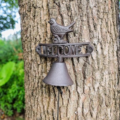 Türglocke Gusseisen Glocke Türklingel Aus Gusseisen Willkommensschild/Vogel Hängeglocke für Lebensmittel Empfang Garten Bauernhaus-Glocke von GTPBAO