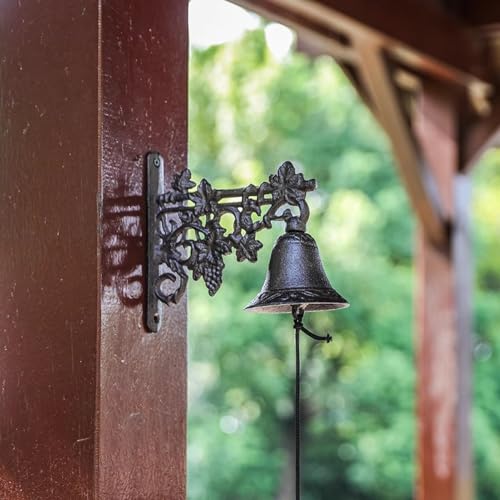 Türglocke Gusseisen Glocke Wandklingel mit Seilzug Rustikales Eisen Schiffsglocke Schule Empfang Kirche Türklingel mit Manueller Rüttelfunktion von GTPBAO