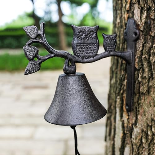 Türglocke Gusseisen Glocke Wandmontierte Glocke mit Eulen-Dekor Antik-rustikal Gusseiserne Türklingel für Terrasse Kirche Bar Café Schüttelnde Tischglocke Türglocke Gusseisen Glocke Wandmontierte Glocke mit Eulen-Dekor Antik-rustikal Gusseiserne Türklingel für Terrasse Kirche Bar Café Schüttelnde Tischglocke von GTPBAO