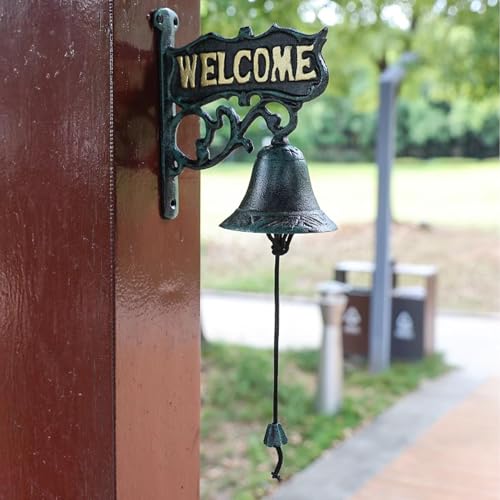 Türglocke Gusseisen Glocke Willkommens-Türklingel, Gusseiserne Türklingel für Den Außenbereich Villa Veranda, Hängende Tischglocken, Wetterfeste Klingel, Antikbronze von GTPBAO
