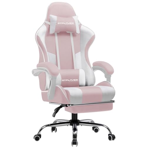 GTPLAYER Gaming Stuhl Stoff, Bürostuhl Massage Gaming Sessel Ergonomischer Gamer Stuhl mit Fußstütze, Kopfstütze Massage-Lendenkissen, Gepolstert Gaming Chair, Drehsessel, rosa GTPLAYER Gaming Stuhl Stoff, Bürostuhl Massage Gaming Sessel Ergonomischer Gamer Stuhl mit Fußstütze, Kopfstütze Massage-Lendenkissen, Gepolstert Gaming Chair, Drehsessel, rosa von GTPLAYER