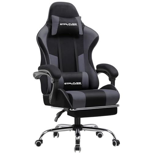 GTPLAYER Gaming Stuhl Stoff, Bürostuhl Massage Gaming Sessel Ergonomischer Gamer Stuhl mit Fußstütze, Kopfstütze Massage-Lendenkissen, Gepolstert Gaming Chair, Drehsessel, grau GTPLAYER Gaming Stuhl Stoff, Bürostuhl Massage Gaming Sessel Ergonomischer Gamer Stuhl mit Fußstütze, Kopfstütze Massage-Lendenkissen, Gepolstert Gaming Chair, Drehsessel, grau von GTPLAYER