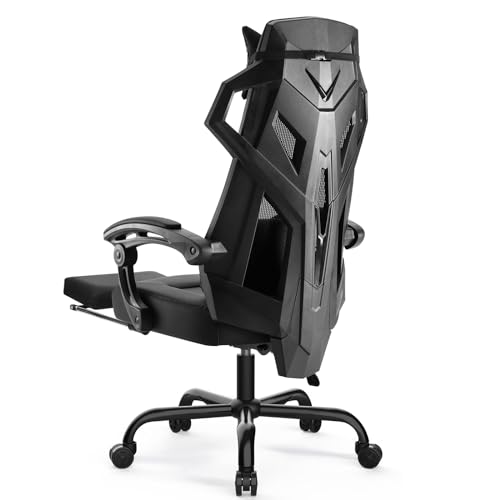 GTPLAYER Ergonomischer Bürostuhl Schreibtischstuhl Gamingstuhl Drehstuhl Verstellbarer Lordosenstütze Kopfstütze Rückenschonend Chefsessel mit Verbindungsarmlehnen Stummrädern schwarz von GTPLAYER