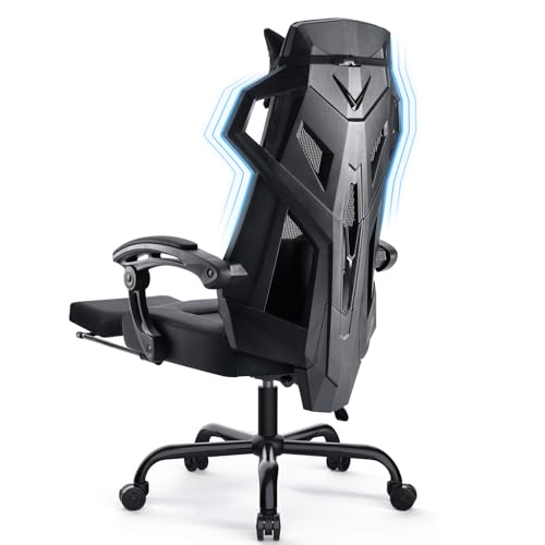 GTPLAYER Ergonomischer Bürostuhl Schreibtischstuhl Gamingstuhl Drehstuhl Verstellbarer Lordosenstütze Kopfstütze Rückenschonend Chefsessel mit Verbindungsarmlehnen Stummrädern schwarz, 310 von GTPLAYER