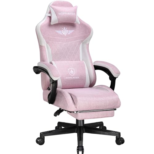 GTPLAYER Gaming Stuhl, Ergonomischer Gamer Stuhl aus Leinen mit Lendenwirbelstütze, PC-Stuhl mit verbreiterter Rückenlehne, Belastbar bis 150 kg, Rosa GTPLAYER Gaming Stuhl, Ergonomischer Gamer Stuhl aus Leinen mit Lendenwirbelstütze, PC-Stuhl mit verbreiterter Rückenlehne, Belastbar bis 150 kg, Rosa von GTPLAYER