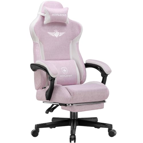 GTPLAYER Gaming Stuhl, Ergonomischer Gamer Stuhl aus Leinen mit Lendenwirbelstütze, PC-Stuhl mit verbreiterter Rückenlehne, Belastbar bis 150 kg, Rosa GTPLAYER Gaming Stuhl, Ergonomischer Gamer Stuhl aus Leinen mit Lendenwirbelstütze, PC-Stuhl mit verbreiterter Rückenlehne, Belastbar bis 150 kg, Rosa von GTPLAYER