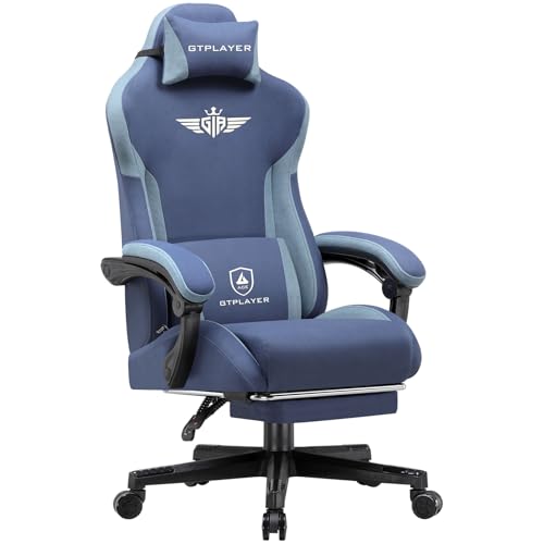 GTPLAYER Gaming Stuhl, Ergonomischer Gamer Stuhl aus Stoff mit Lendenwirbelstütze, PC-Stuhl mit verbreiterter Rückenlehne, Belastbar bis 150 kg, Blau GTPLAYER Gaming Stuhl, Ergonomischer Gamer Stuhl aus Stoff mit Lendenwirbelstütze, PC-Stuhl mit verbreiterter Rückenlehne, Belastbar bis 150 kg, Blau von GTPLAYER