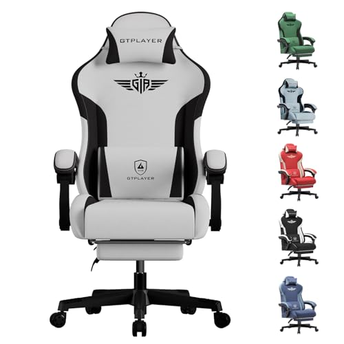 GTPLAYER Gaming Stuhl, Ergonomischer Gamer Stuhl aus Stoff mit Lendenwirbelstütze, PC-Stuhl mit verbreiterter Rückenlehne, Belastbar bis 150 kg, Grau GTPLAYER Gaming Stuhl, Ergonomischer Gamer Stuhl aus Stoff mit Lendenwirbelstütze, PC-Stuhl mit verbreiterter Rückenlehne, Belastbar bis 150 kg, Grau von GTPLAYER