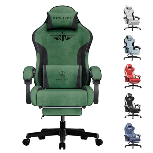 GTPLAYER Gaming Stuhl, Ergonomischer Gamer Stuhl aus Stoff mit Lendenwirbelstütze, PC-Stuhl mit verbreiterter Rückenlehne, Belastbar bis 150 kg, Grün GTPLAYER Gaming Stuhl, Ergonomischer Gamer Stuhl aus Stoff mit Lendenwirbelstütze, PC-Stuhl mit verbreiterter Rückenlehne, Belastbar bis 150 kg, Grün von GTPLAYER