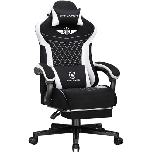 GTPLAYER Gaming Stuhl, Ergonomischer Gamer Stuhl aus Stoff mit Lendenwirbelstütze, PC-Stuhl mit verbreiterter Rückenlehne, Belastbar bis 150 kg, Schwarz GTPLAYER Gaming Stuhl, Ergonomischer Gamer Stuhl aus Stoff mit Lendenwirbelstütze, PC-Stuhl mit verbreiterter Rückenlehne, Belastbar bis 150 kg, Schwarz von GTPLAYER