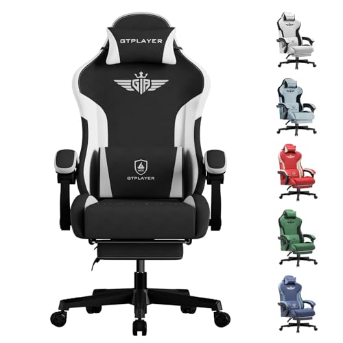 GTPLAYER Gaming Stuhl, Ergonomischer Gamer Stuhl aus Stoff mit Lendenwirbelstütze, PC-Stuhl mit verbreiterter Rückenlehne, Belastbar bis 150 kg, Schwarz GTPLAYER Gaming Stuhl, Ergonomischer Gamer Stuhl aus Stoff mit Lendenwirbelstütze, PC-Stuhl mit verbreiterter Rückenlehne, Belastbar bis 150 kg, Schwarz von GTPLAYER