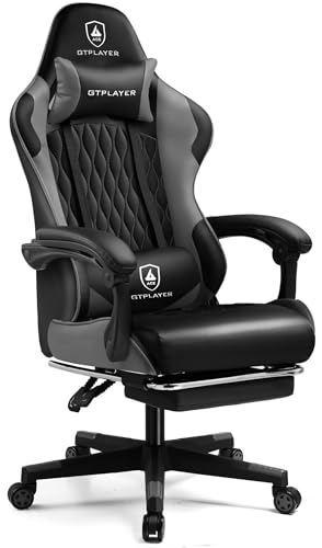 GTPLAYER Gaming Stuhl, Gamer Stuhl, Ergonomischer Bürostuhl mit mit Fußstütze verstellbare Lenden und Kopfkissen, Gaming Chair Gepolstert, Gaming Sessel 150 kg Belastbarkeit von GTPLAYER