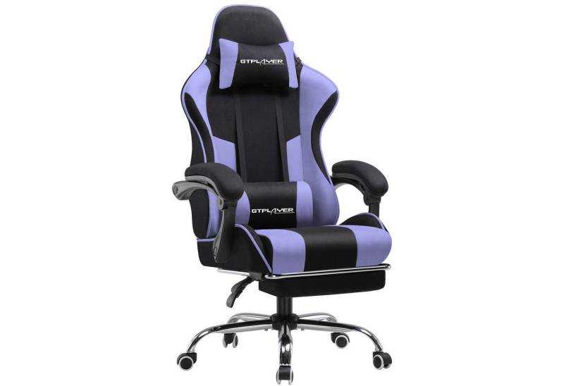 GTPLAYER Gaming-Stuhl Bürostuhl Gaming Stuhl Massage Ergonomischer Gamer Stuhl, mit Massage-Lendenkissen Fußstütze, Kopfstütze von GTPLAYER