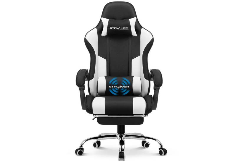 GTPLAYER Gaming-Stuhl Bürostuhl mit Massagefunktion, Fußstütze, Kopfstütze (Packung), Ergonomischer Gamer Stuhl Maximale Belastung 150 kg, 360° drehbar von GTPLAYER