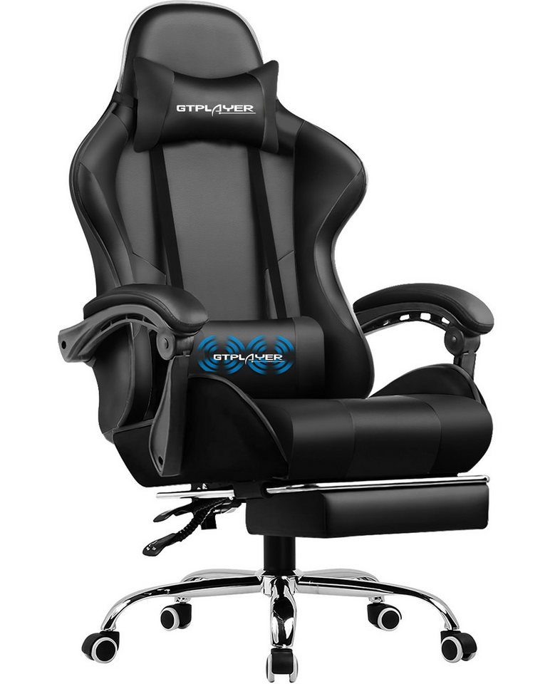 GTPLAYER Gaming-Stuhl Bürostuhl mit Massagefunktion, Fußstütze, Kopfstütze (Packung), Ergonomischer Gamer Stuhl von GTPLAYER
