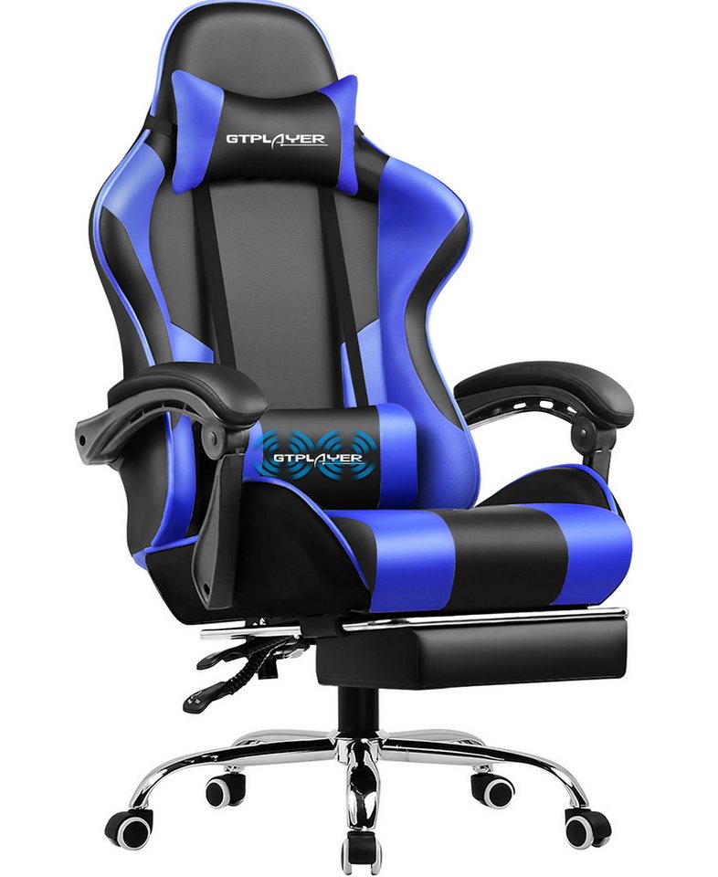 GTPLAYER Gaming-Stuhl Bürostuhl mit Massagefunktion, Fußstütze, Kopfstütze (Packung), Ergonomischer Gamer Stuhl von GTPLAYER
