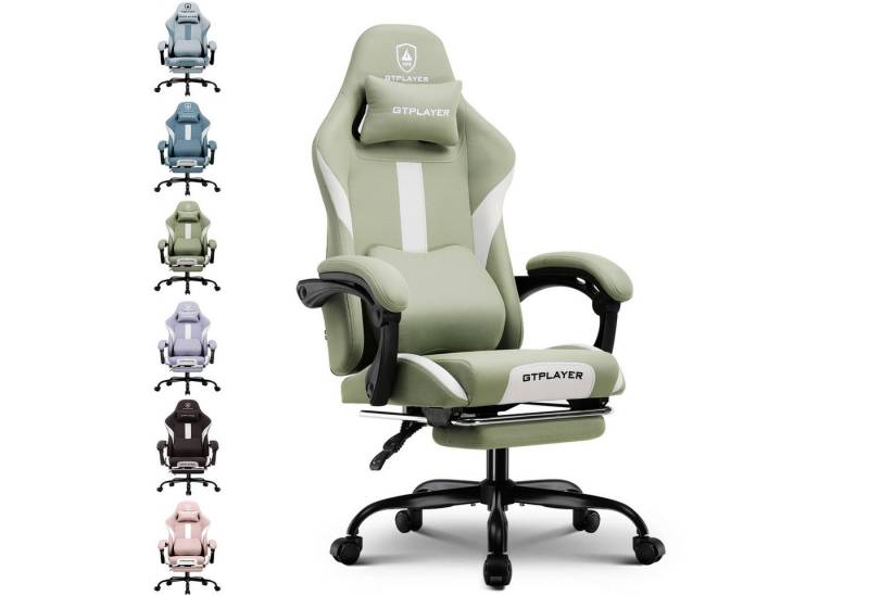 GTPLAYER Gaming-Stuhl Ergonomischer Gaming Sessel Schreibtischstuhl Gamer Stuhl aus Stoff, Federsitzkissen mit Fußstütze von GTPLAYER