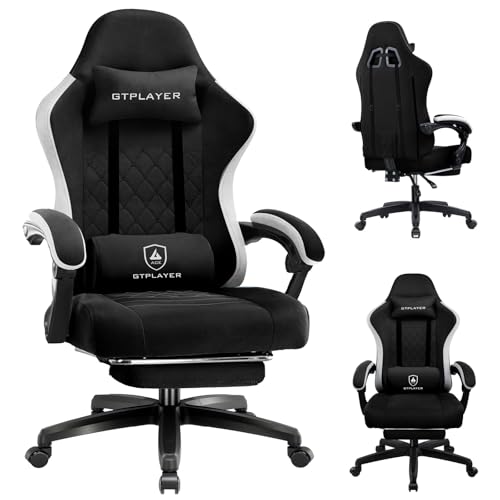 GTPLAYER Gaming Stuhl Ergonomischer Gaming Sessel Schreibtischstuhl mit Stoffoberfläche, Federsitzkissen, Verbindungsarmlehnen und Fußstütze dunkelschwarz GTPLAYER Gaming Stuhl Ergonomischer Gaming Sessel Schreibtischstuhl mit Stoffoberfläche, Federsitzkissen, Verbindungsarmlehnen und Fußstütze dunkelschwarz von GTPLAYER