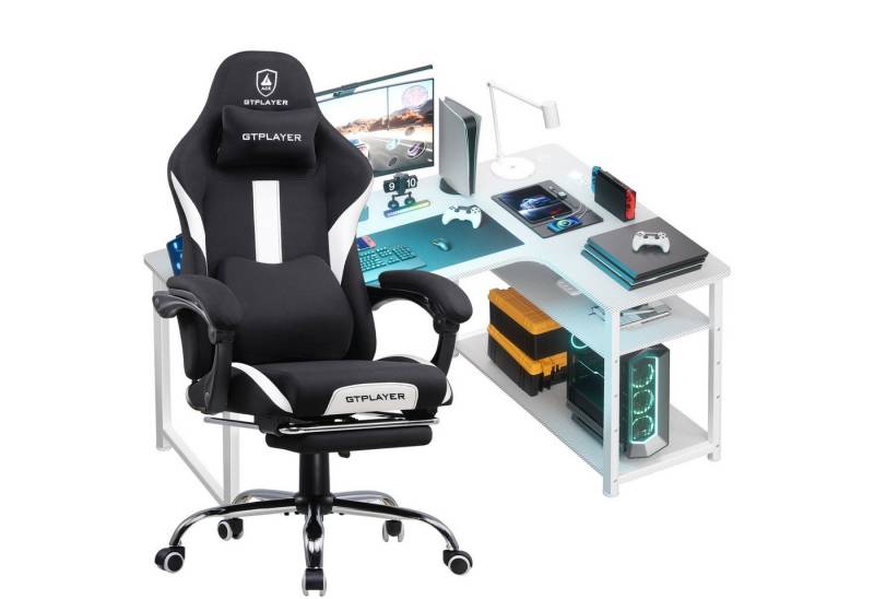 GTPLAYER Gaming-Stuhl Gaming Tisch + Gaming Stuhl- Set, Computertisch Stuhl Set für Gaming von GTPLAYER
