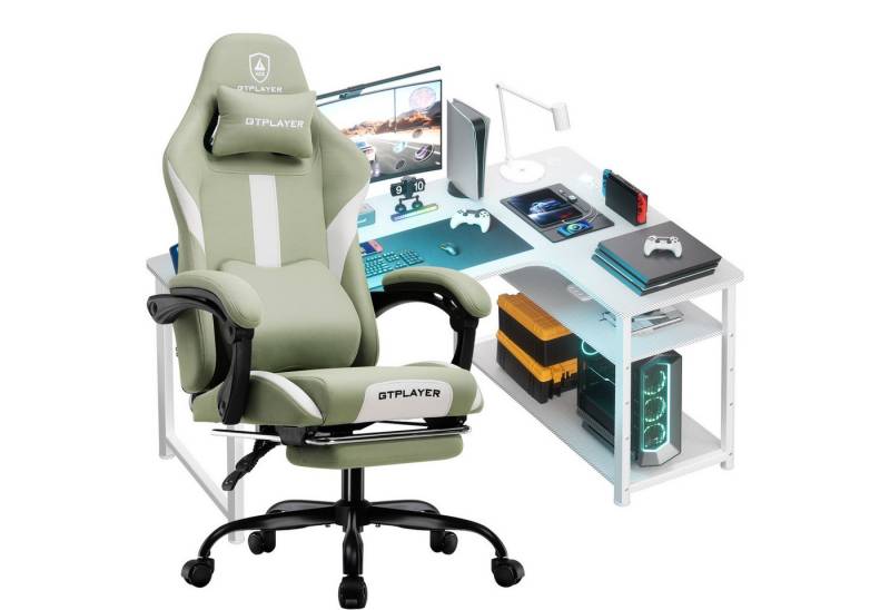 GTPLAYER Gaming-Stuhl Gaming Tisch + Gaming Stuhl- Set, Computertisch Stuhl Set für Gaming von GTPLAYER