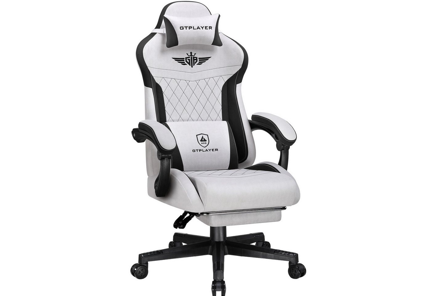 GTPLAYER Gaming-Stuhl Stoff Gaming Chair Ergonomisch Bürostuh PC Stuhl, 150kg Belastbarkeit, Schreibtischstuh mit Federsitzkissen und Fußstütze von GTPLAYER