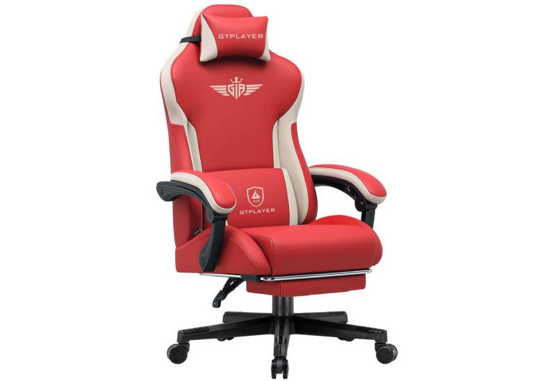 GTPLAYER Gaming-Stuhl aus Stoff, Bürostuhl mit Integrierte Lendenwirbelstütze, Bürostuhl, Gaming chair mit Federkissen und Fußstütze 136KG von GTPLAYER