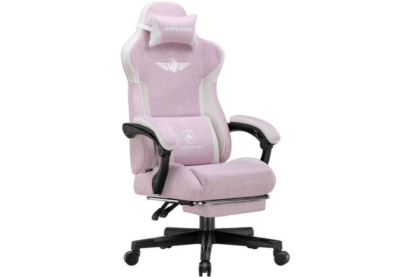 GTPLAYER Gaming-Stuhl aus Stoff, Bürostuhl mit Integrierte Lendenwirbelstütze, Bürostuhl, Gaming chair mit Federkissen und Fußstütze 136KG von GTPLAYER