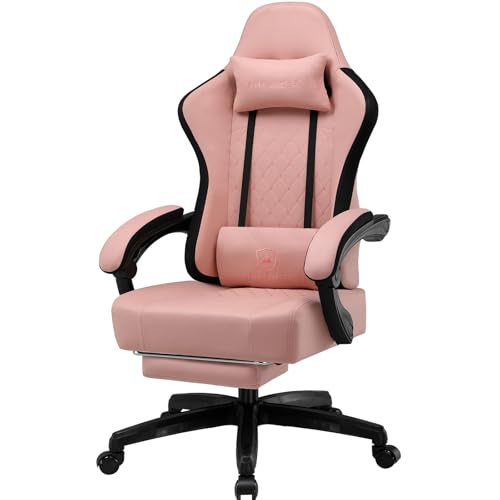 GTPLAYER Gaming-Stuhl aus Stoff mit Fußstütze, ergonomischer Computer-Schreibtischstuhl mit Taschenfederkissen, Heimbüro, hohe Rückenlehne, Lendenwirbelstütze, strapazierfähig, breit von GTPLAYER