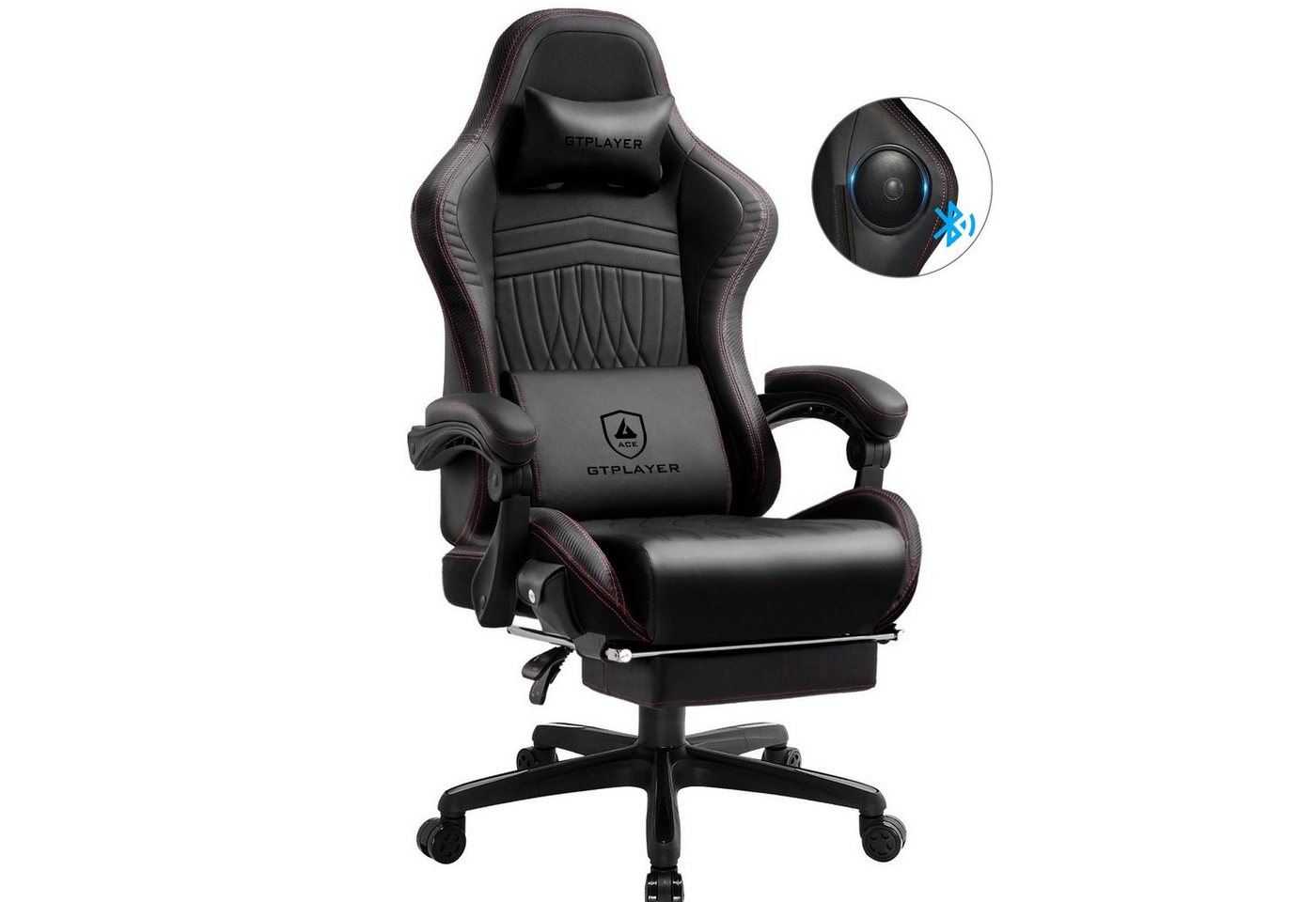 GTPLAYER Gaming-Stuhl ergonomischer Bürostuhl mit HIFI Stereo Lautsprecher, Verbindungsarmlehen beeindrukende Klang-atmosphäre von GTPLAYER