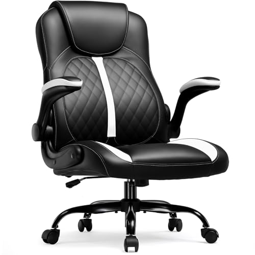 GTPLAYER Gaming Stuhl mit hochklappbarer Armlehne, Gamer Stuhl mit Schaukelfunktion, Ergonomischer Computer Gaming Stuhl mit hochdichtem Schwamm (weiß) von GTPLAYER