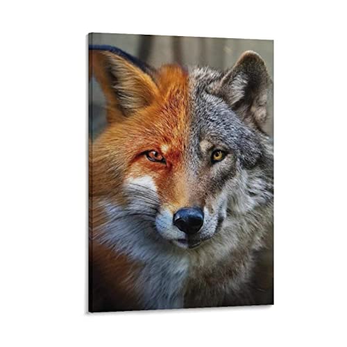 Tierposter Fuchs und Wolf Poster, dekoratives Gemälde, Leinwand, Wandposter und Kunstbild, modernes Familien-Schlafzimmer, 50 x 75 cm von GTRE