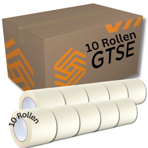 GTSE - Breites Kreppband - 100 mm x 50 m - 10 Rollen - Malerkrepp zum Oberflächenschutz beim Streichen - lösemittelfreier Kleber von GTSE