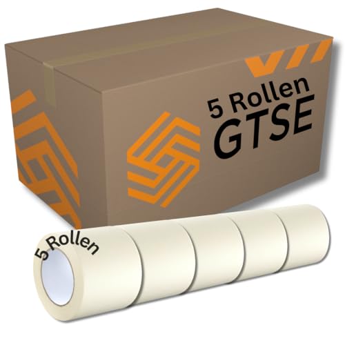 GTSE - Breites Kreppband - 100 mm x 50 m - 5 Rollen - Malerkrepp zum Oberflächenschutz beim Streichen - lösemittelfreier Kleber von GTSE