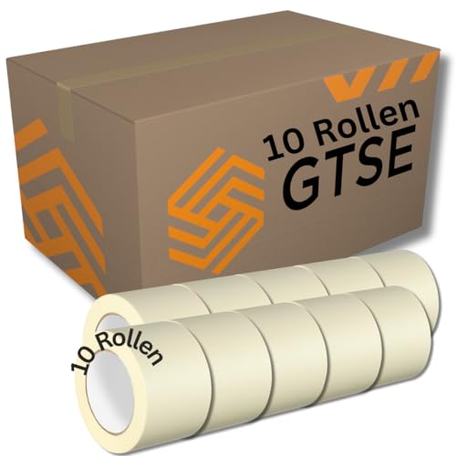 GTSE - Breites Kreppband - 75 mm x 50 m - 10 Rollen - Malerkrepp zum Oberflächenschutz beim Streichen - lösemittelfreier Kleber von GTSE