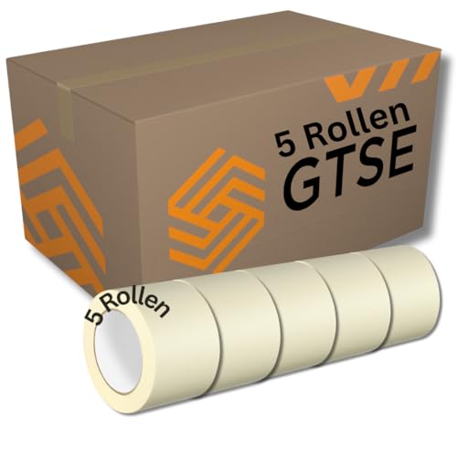 GTSE - Breites Kreppband - 75 mm x 50 m - 5 Rollen - Malerkrepp zum Oberflächenschutz beim Streichen - lösemittelfreier Kleber von GTSE