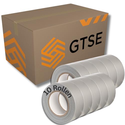 GTSE - Gewebeband Silber - 48 mm x 50 m - 10 Rollen - strapazierfähiges Panzerband - wasserdichtes Klebeband zum Reparieren, Befestigen, Bündeln, Verstärken und Abdichten von GTSE