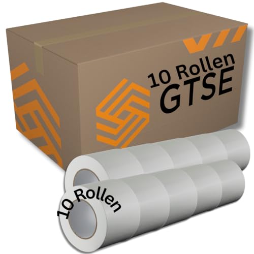 GTSE - Gewebeband Weiß - 100 mm x 50 m - 10 Rollen - strapazierfähiges Panzerband - wasserdichtes Klebeband zum Reparieren, Befestigen, Bündeln, Verstärken und Abdichten von GTSE