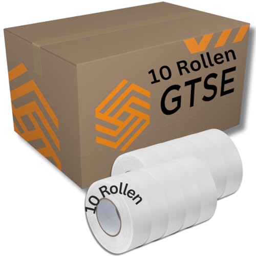 GTSE - Gewebeband Weiß - 48 mm x 50 m - 10 Rollen - strapazierfähiges Panzerband - wasserdichtes Klebeband zum Reparieren, Befestigen, Bündeln, Verstärken und Abdichten von GTSE