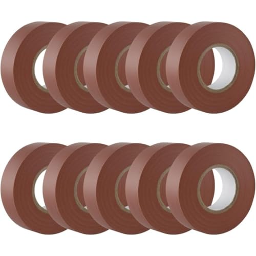 GTSE - Isolierband Braun - 19 mm x 20 m - strapazierfähiges, selbstklebendes Isolierband - zum Schutz, Bündeln und Reparieren von Kabeln - 10 Rollen von GTSE