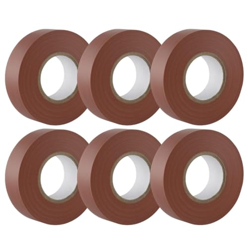 GTSE - Isolierband Braun - 19 mm x 20 m - strapazierfähiges, selbstklebendes Isolierband - zum Schutz, Bündeln und Reparieren von Kabeln - 6 Rollen von GTSE