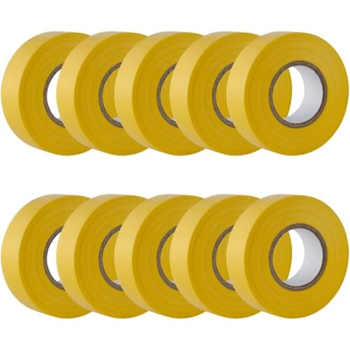 GTSE - Isolierband Gelb - 19 mm x 20 m - strapazierfähiges, selbstklebendes Isolierband - zum Schutz, Bündeln und Reparieren von Kabeln - 10 Rollen von GTSE