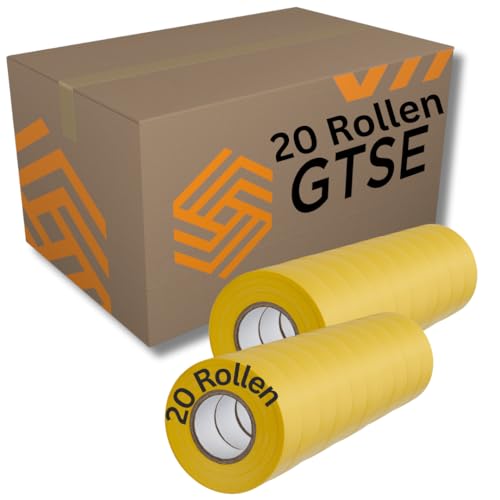 GTSE - Isolierband Gelb 20 Rollen - 19 mm x 20 m - strapazierfähiges, selbstklebendes Isolierband - zum Schutz, Bündeln und Reparieren von Kabeln von GTSE