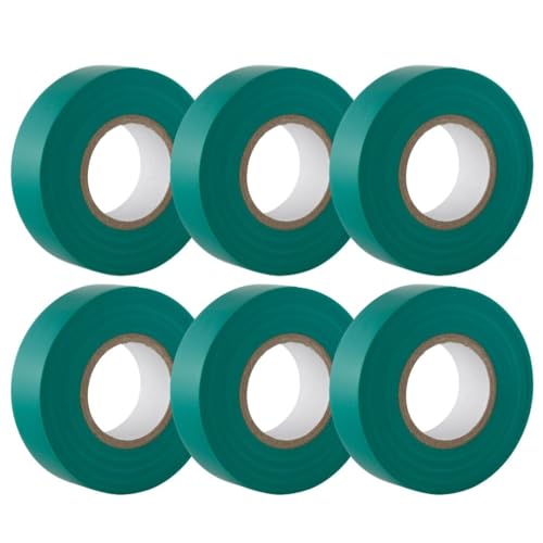 GTSE - Isolierband Grün - 19 mm x 20 m - strapazierfähiges, selbstklebendes Isolierband - zum Schutz, Bündeln und Reparieren von Kabeln - 6 Rollen von GTSE