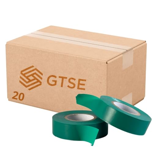 GTSE - Isolierband Grün 20 Rollen - 19 mm x 20 m - strapazierfähiges, selbstklebendes Isolierband - zum Schutz, Bündeln und Reparieren von Kabeln von GTSE